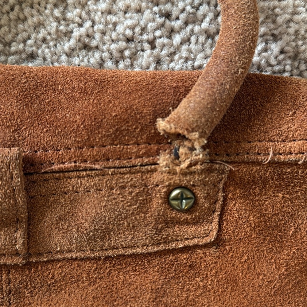 Free People Suede Patchwork Crossbody Backpack in Rust, Mustard & Sage - Picture 9 of 11